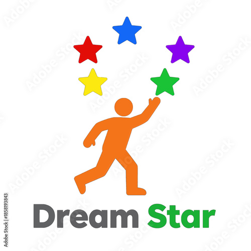 Colorful Star Reaching Illustration with Text