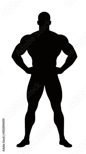 Muscular Male Character Silhouette Outline Design
