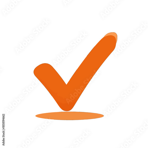 Orange Check Mark Isolated Object