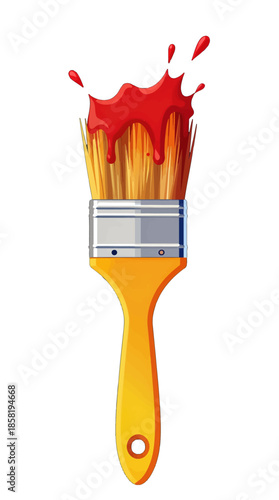 Red Paint Splash on Orange Paint Brush Vector Illustration