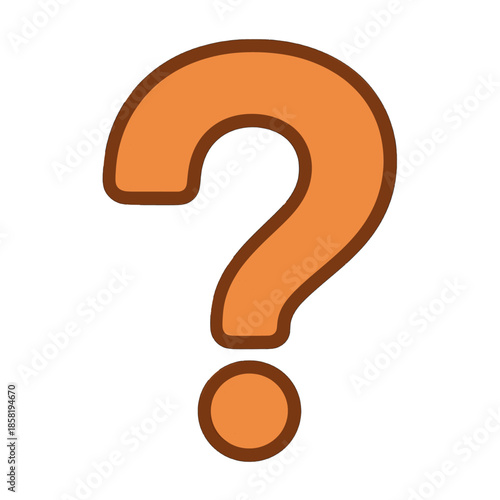 Orange Question Mark Icon Flat Design