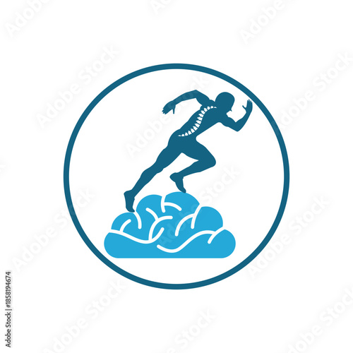 Brain Runner Logo physio logo design  circle shape