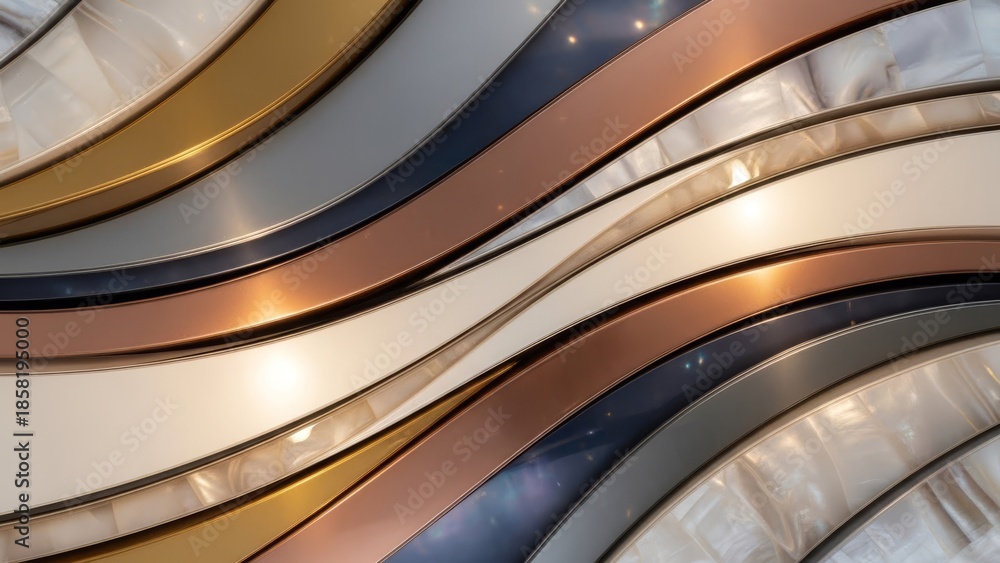Fototapeta premium Metallic Wavy Lines Abstract Background Design.