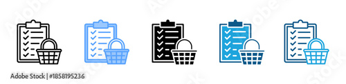 Shopping Basket icon set multiple style collection
