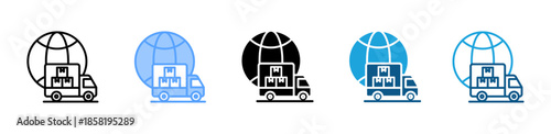 Global Shipping icon set multiple style collection