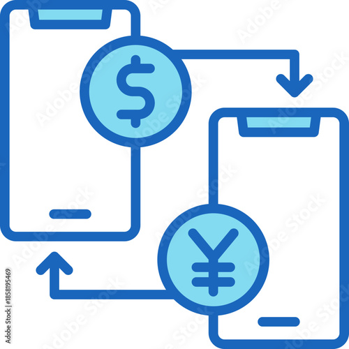 Money Transfer blue icon