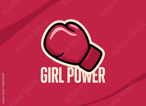 A vibrant and bold illustration showcasing a fist with the phrase 'Girl Power', symbolizing empowerment, strength, and the celebration of femininity and courage.