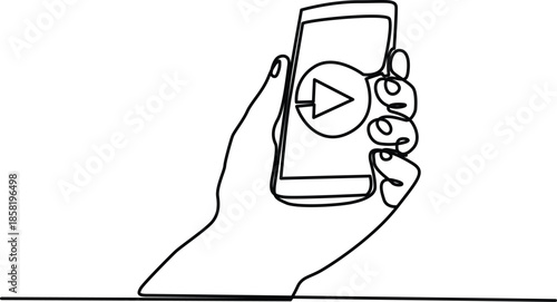 Hand holding smartphone with play button Vector