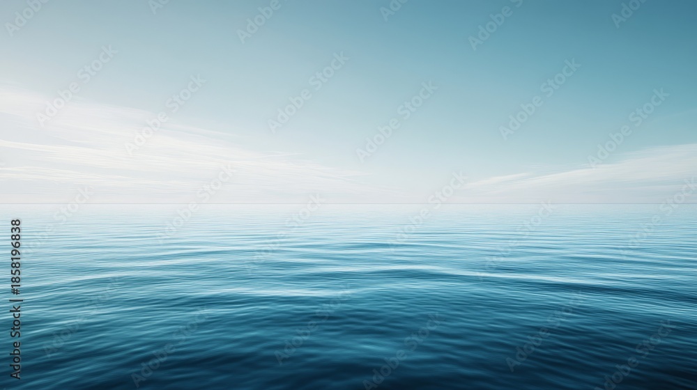 Fototapeta premium Expansive blue ocean water landscape serene horizon tranquil natural beauty scene capturing vastness.