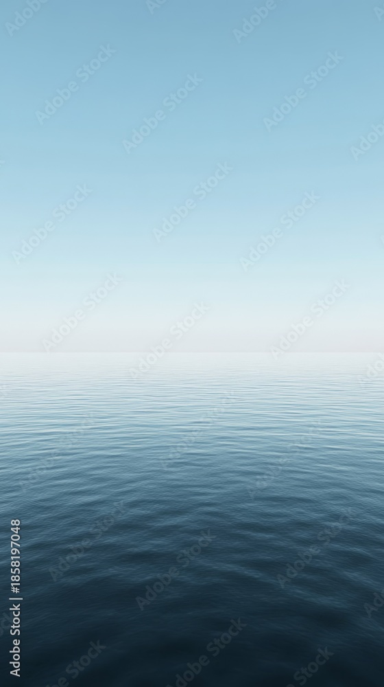 Fototapeta premium Vast blue ocean and clear white horizon seascape view tranquil marine nature scene.