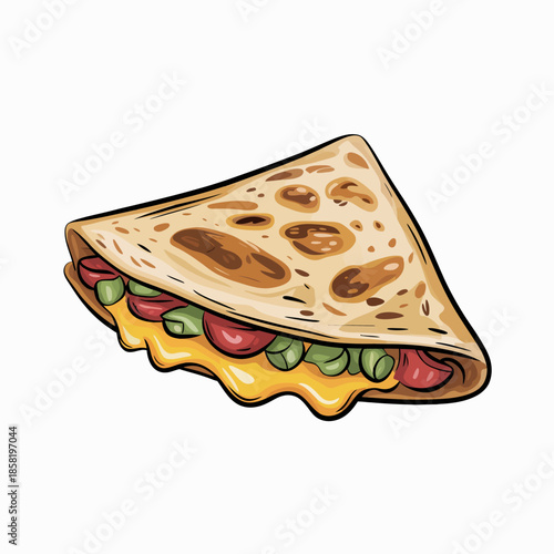 A mouthwatering illustration of a savory crepe filled with fresh ingredients, highlighting the appeal of culinary delights and the art of food presentation in a vibrant style.