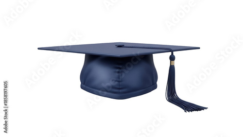 Photos Dark blue graduation cap PNG isolated on transparent background, academic mortar