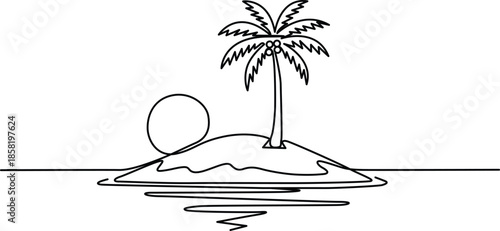 Tropical island sunset Vector