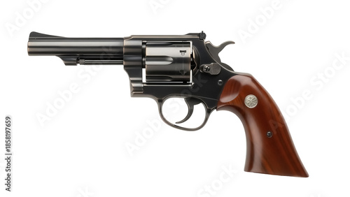 Wallpaper Mural Classic revolver PNG isolated on transparent background, vintage firearm with wooden grip for law enforcement and historical reenactment Torontodigital.ca