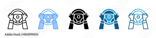 Steering Wheel  icon set multiple style collection
