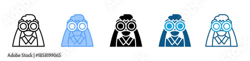 Binoculars icon set multiple style collection