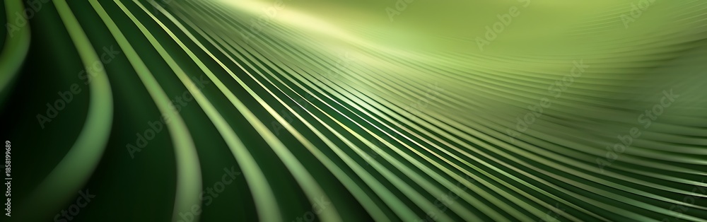 Obraz premium Green Abstract Wavy Lines Background with Light Effects