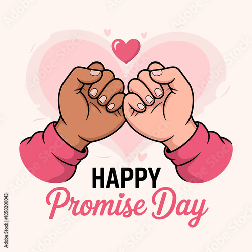 Happy promise day illustration with fist bump and heart