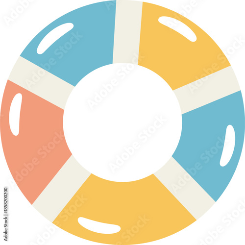 Colorful Ring Buoy With Blue Yellow Orange Sections On White life preserver lifebuoy