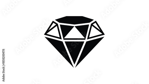 A simple black and white illustration of a faceted diamond shape