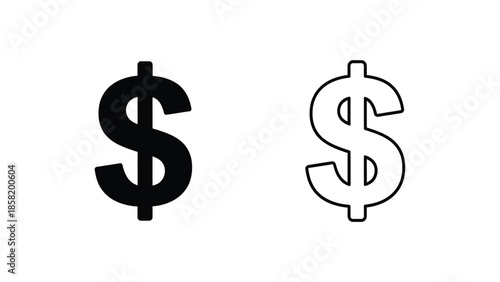 Two dollar sign icons one filled and one outlined presented side by side