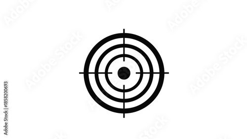 A simple black and white target with concentric circles and crosshairs