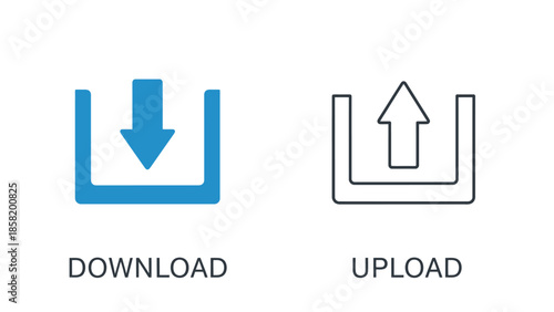 Download and upload icons with accompanying text labels displayed clearly