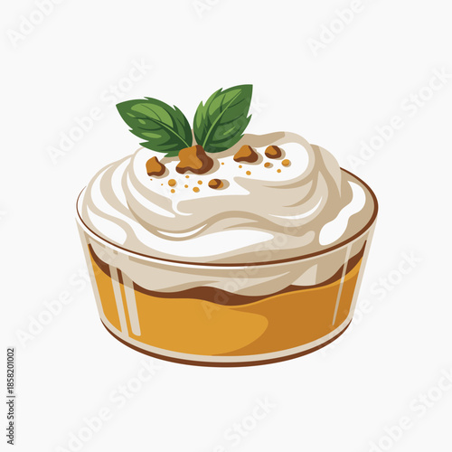 Temptingly displayed dessert topped with creamy frosting and mint leaves, inviting viewers to indulge in its rich flavor and aesthetic presentation.