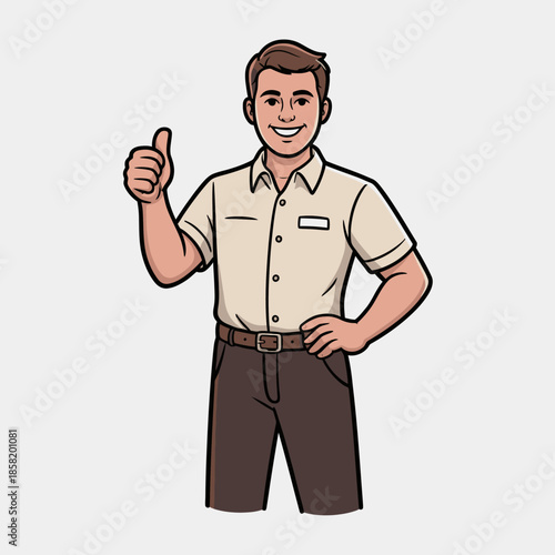 A smiling young man stands confidently with a thumbs-up gesture, embodying positivity and encouragement, ideal for promoting confidence and support.