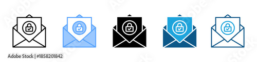 Secure Email icon set multiple style collection