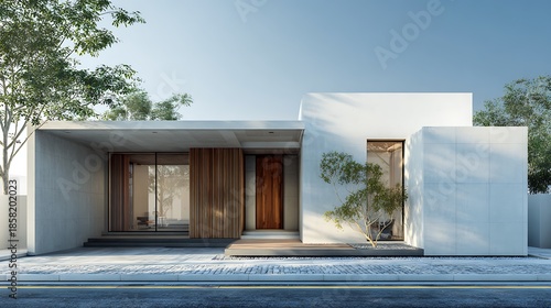 White Single Story House with Courtyard / 中庭のある白い平屋住宅