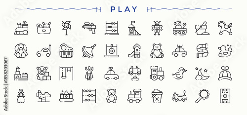 Playground icon set. Pack of park, playing area, activity, game and more. Park icon set. Minimalist icons collection. Editable vector. Pixel perfect.