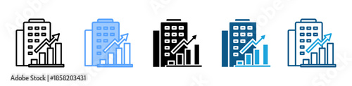 Company Growth icon set multiple style collection