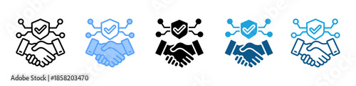 Handshake icon set multiple style collection