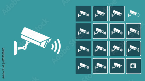 CCTV Camera Icons Security Surveillance System.