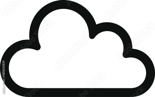 Cloud Vector Graphic Icon - Simple Black Cloud Symbol for Weather and Technology Designs