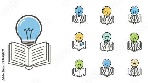 Light Bulb Ideas Emerging from Open Books.