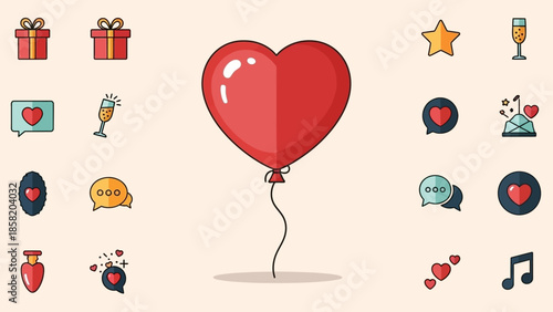 Red Heart Shaped Balloon on String.