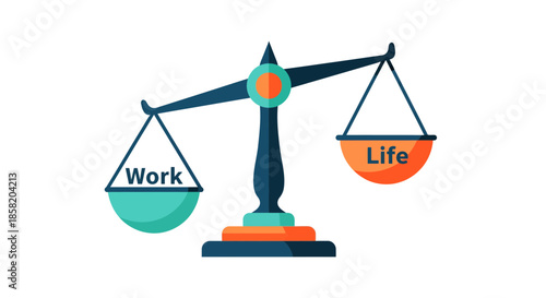 Balanced work life scale illustration showing equal harmony
