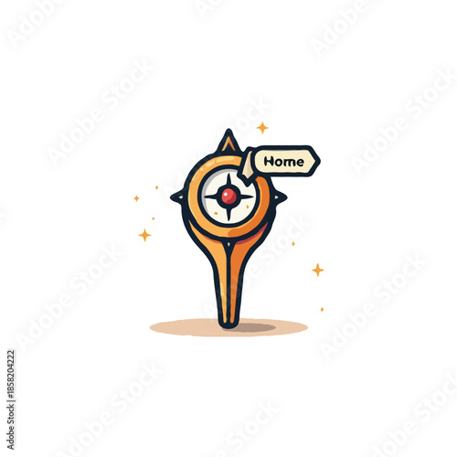 Stylized navigation emblem indicating a route toward dwelling representing connection and guidance