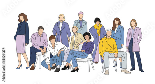 Diverse group of business professionals in modern office setting