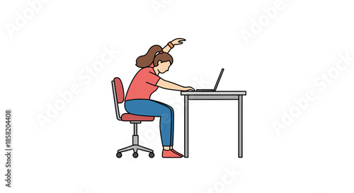Woman working energetically on laptop at modern office desk