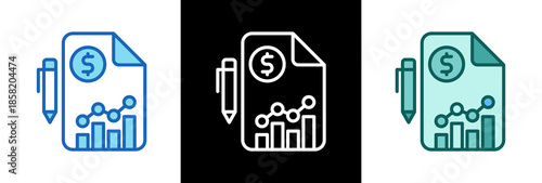 Financial Report triple icon