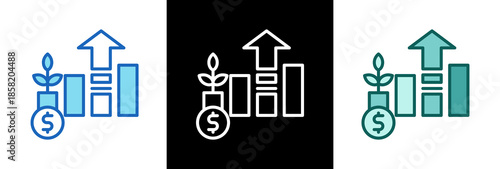 Investment Growth triple icon