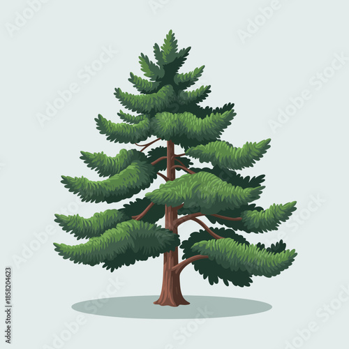 A striking depiction of a lush green pine tree standing tall, showcasing nature's beauty, strength, and vitality amid a soft background, symbolizing growth and resilience.