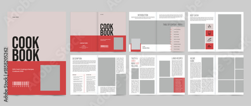 cookbook template, modern style and recipe book layout.