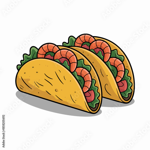 A vibrant image of two tasty shrimp tacos filled with fresh ingredients, emphasizing the culinary delight and cultural experience of enjoying flavorful Mexican cuisine.