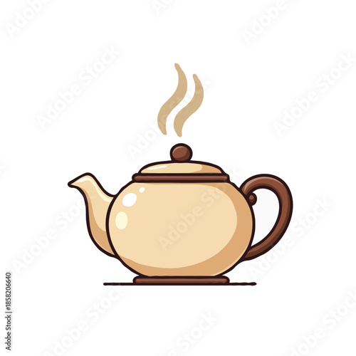 Minimalist illustration of a teapot emitting gentle steam creating a warm comforting beverage