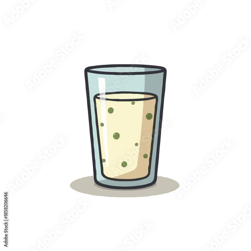Refreshing beverage in a tall glass, an inviting and illustrated drink with green specks creating