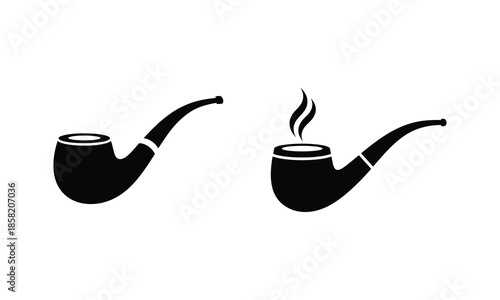 Two classic pipes, one smoking isolated on white background, Vector, illustration